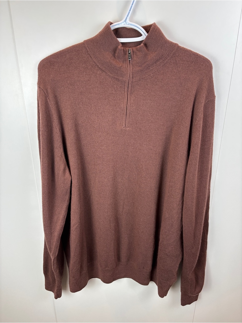 Christian Lacroix Merino Wool 1/4 Zip Sweater Chocolate Brown Men's XL Luxury
